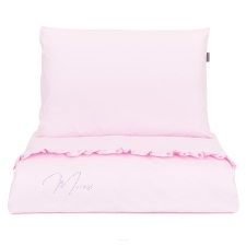 Volangiga voodipesu beebile (roosa, padjapüür, tekikott)