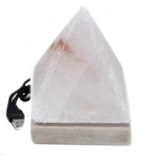 Soolalamp Valge Püramiid (9 cm, mitmevärviline valgus, USB-juhtmega)